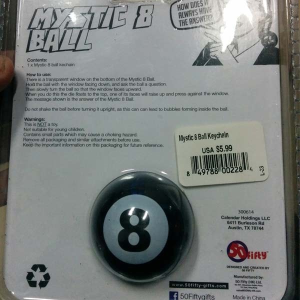 Custom Magic 8 Ball Keychain With Blister Package