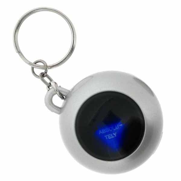 Magic 8 Ball Keychain With Metallic Silver Color